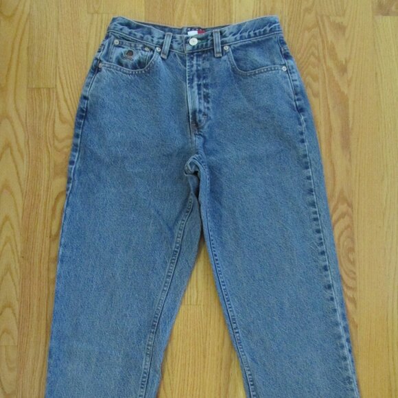 TOMMY HILFIGER WOMEN'S SIZE 6 X 27 JEANS STONE WASHED PERFECT T SPELLOUT FLAG 90 - Picture 1 of 16